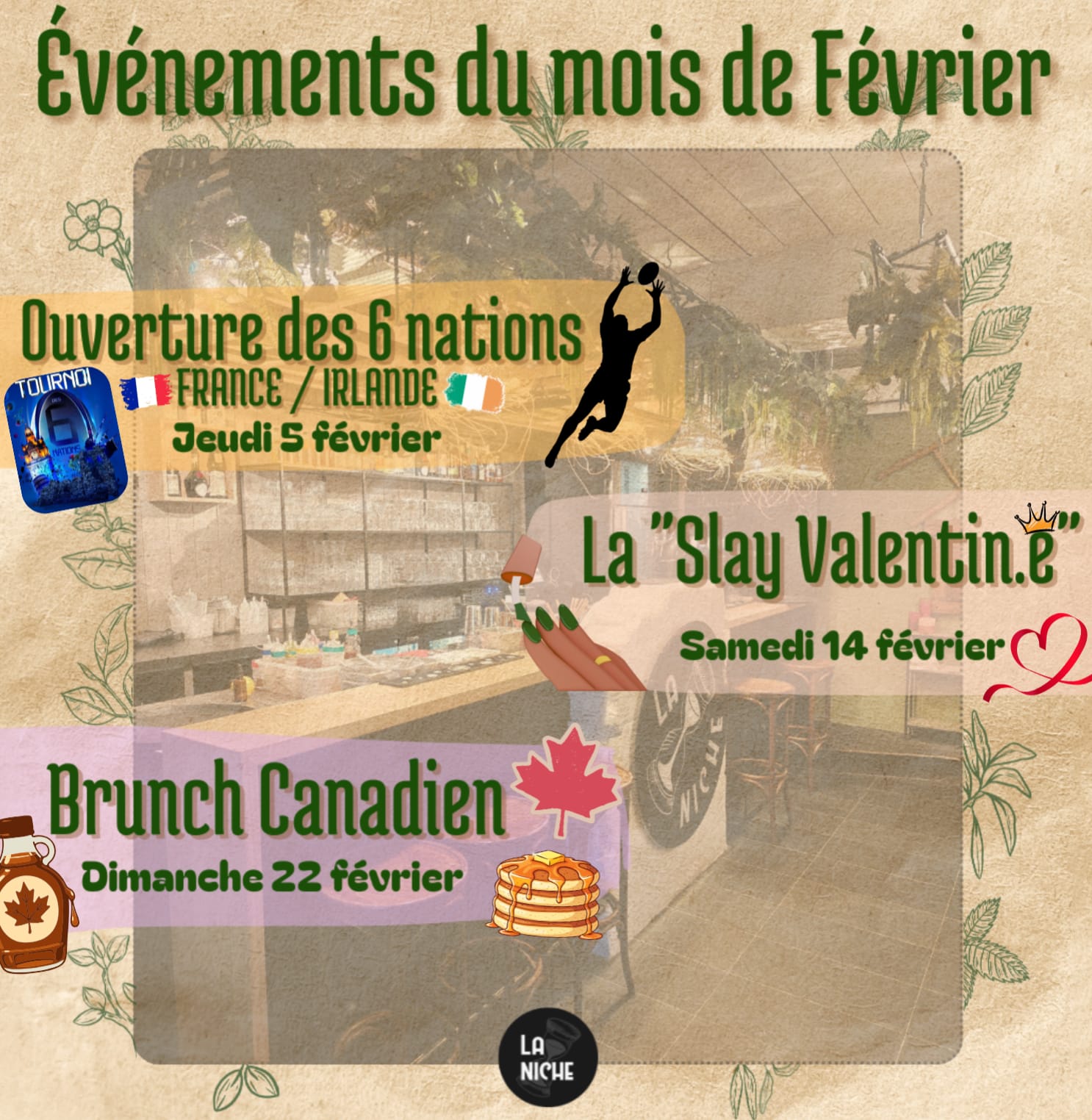 Affiche promotionnelle des événements de La Niche, bar à Tours